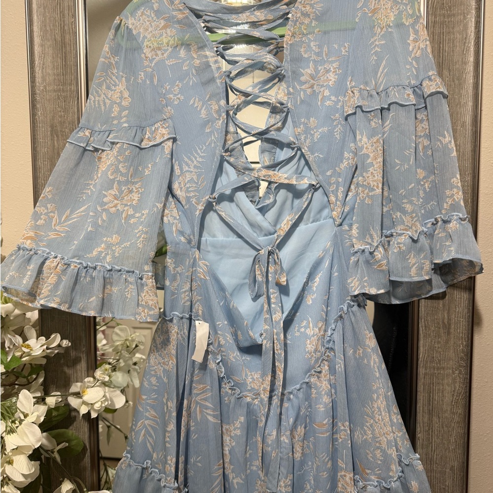 The Vintage Shop Light Blue Floral Dress